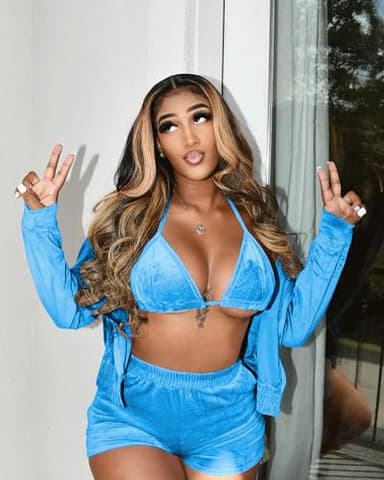 MOEENCN Velvet 2 Piece Tracksuit for Women, Winter Sweatsuits Long Sleeve 3 Piece Workout Top Bottom Sets With Free Bra Light Blue L - Image 4