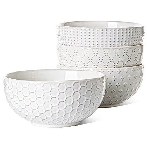 LE TAUCI Large Soup Bowl 42 OZ, Ceramic Kitchen Bowl Set for Soup, Pho, Chip, Pasta, Fruits, Salad, Noodle and Ramen- 7 Inch, Set of 4, Arctic white - Image 1