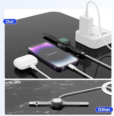 Essri Upgraded USB C Charger for Watch, 3 in 1 Phone and iWatch Magnetic Fast Charging Cable 6FT, Compatible with Watch Series 8 7 6 SE 5 4, for iPhone 14 13 12 11 Pro White - Image 4