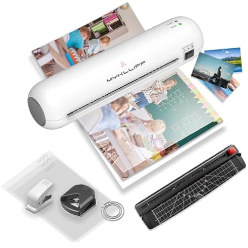 Laminator Machine 9-Inch Portable Thermal Laminater with Hot & Cold Modes, A4 Small Laminating Machine with ABS Jam-Release, 3-Min Warm-Up, 6-in-1 Photo Laminator Kit for Home Office and Class, White - Image 1