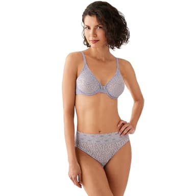 Wacoal Women's Halo Lace Unlined Mid Coverage Underwire Bra, 851205, Twilight Gray, 34G - Image 5