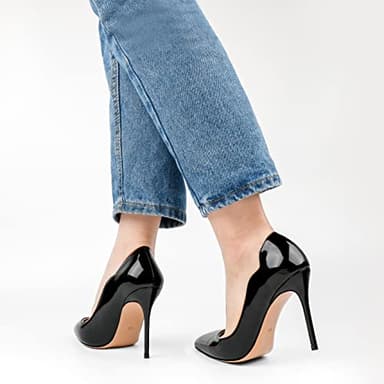 COLETER Middle Heels for Women, 3.93 inch/10cm Pointed Toe Dress Shoes Stiletto Heels Evening Party Pumps 10cm Black 8.5 US - Image 5