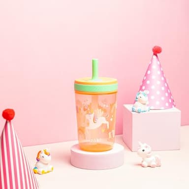Zak Designs Kelso Tumbler Set 15 oz, (Unicorn) Leak-Proof Screw-On Lid with Straw Made of Durable Plastic and Silicone, Perfect Cup Bundle for Kids (2pc Set) - Image 2
