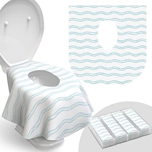 Toilet Seat Covers Disposable - 20 Pack - Waterproof, Ideal for Kids and Adults – Extra Large, Individually Wrapped for Travel, Toddlers Potty Training in Public Restrooms (Waves, 20) - Image 1