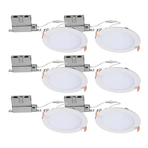 HALO HLB Recessed Lighting 6 Inch LED Thin Canless, Dimmable w/Selectable Color Temperatures, 6-Pack -HLB6099FS1EMWR-6PK - Image 1