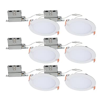 HALO HLB Recessed Lighting 6 Inch LED Thin Canless, Dimmable w/Selectable Color Temperatures, 6-Pack -HLB6099FS1EMWR-6PK - Image 1