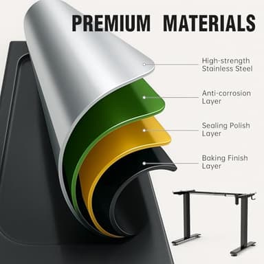 Veken 47.2" Standing Desk, Adjustable Height Office Desk with Wood Desktop, Computer Table for Home Work, Study and Gaming, Small Spaces, Modern Furniture，Brown - Image 6