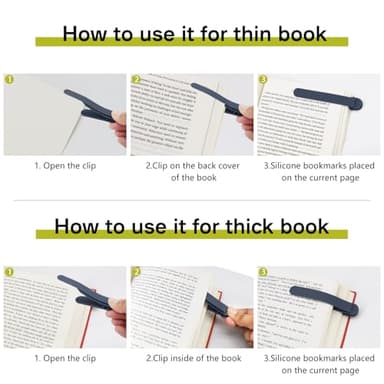 SMUK 3 Pieces Silicone Bookmark, Unique Automatic Bookmarks for Book Lovers Reading Women Men Teens Teachers, Book Mark Book Page Keeper Reading Gifts for Reading Lovers - Image 4