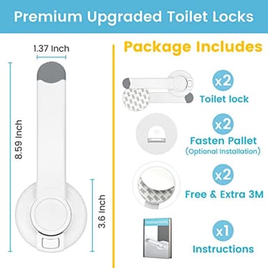 4our Kiddies Baby Toilet Lock (2 Pack) for Child Safety, Baby Proof Toilet Seat Lock with 2 Extra Pallet Fit for Most Standard Toilet, Easy Intallation Toilet Lid Lock with 2 Extra 3M Adhesive - Image 8
