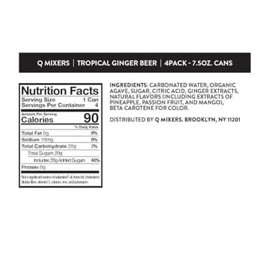 Q Mixers Tropical Ginger Beer, Premium Cocktail Mixer Made with Real Ingredients, 7.5 Fl oz (Pack of 24) - Image 2