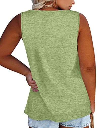 Plus Size Tank Tops for Women Summer Sleeveless Henley T-Shirts Tops Casual Button Down Tunics Shirts - Image 2