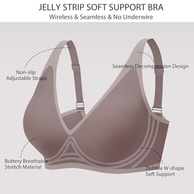 Gailife Deep V Bras for Women No Underwire Wireless Push Up Bra Seamless Plunge Bralette Comfort Supportive Bra Full Coverage -BK/GR,L - Image 6