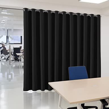Blackout Room Divider Curtain for Bedroom Privacy Protection Thermal Insulated Extra Wide Space Partition Curtains for Home & Commercial Use, 12.5ft W x 9ft L, Black, 1 Panel - Image 1