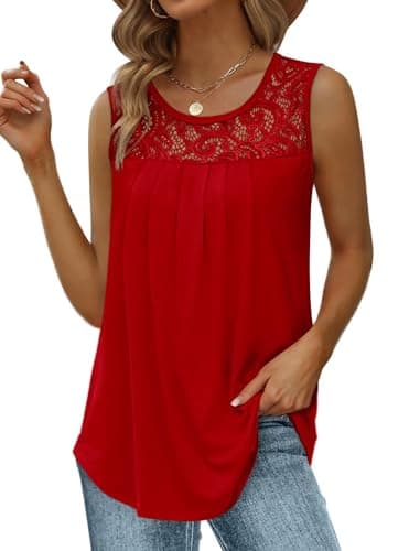 Women's Tank Tops Loose Fit Cute Sexy Tops Sleeveless Summer Trendy Clothing Red XL - Image 1