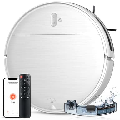 Robot Vacuum and Mop, 2 in 1 Robotic Vacuum Cleaner with Schedule, App/Voice, Slim Mopping Vacuum Robot with Watertank and Dustbin, Self-Charging, Easy of Use, Ideal for Hard Floor, Pet Hair, Carpet - Image 1