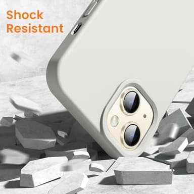 OuXul for iPhone 14 Case, iPhone 13 Case Shockproof Liquid Silicone Protective Phone Case with Soft Anti-Scratch Microfiber Lining Ultra Slim Drop Protection Phone Cover 6.1 inch(Stone) - Image 6