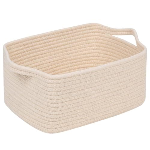 CubesLand Cube Storage Organizer Basket Bin, Cube Shelf Shelves Cotton Rope Basket, Durable Woven Rectangular Basket for Organizing, Nursery Toys Basket, 14x10x7.08IN Beige Basket - Image 1