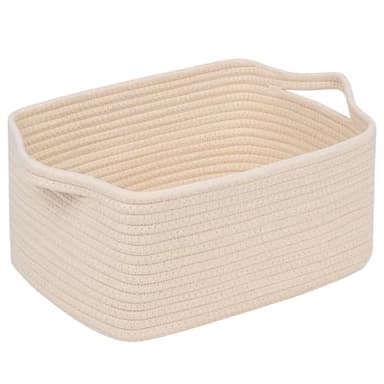 CubesLand Cube Storage Organizer Basket Bin, Cube Shelf Shelves Cotton Rope Basket, Durable Woven Rectangular Basket for Organizing, Nursery Toys Basket, 14x10x7.08IN Beige Basket - Image 1