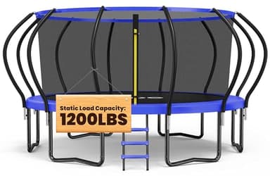 ORCC 1200LBS Weight Capacity Trampoline 16 15 14 12 10 8FT Without Basketball Hoop Water Sprinkler Spiral Ground Stakes Outdoor Yard Trampolines for Kids Adults - Image 1