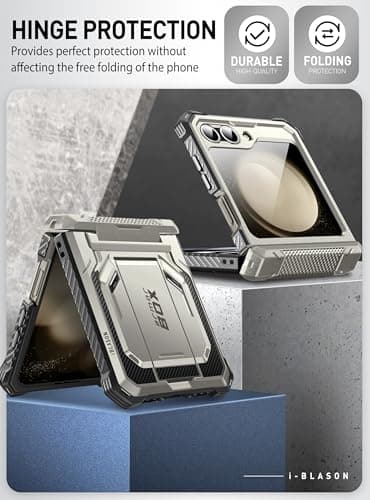 i-Blason for Samsung Galaxy Z Flip 7 FE Case, Z Flip6 Case with Stand, [Built-in Screen Protector] [Hinge Protection] [Belt-Clip], Military Phone Case for Samsung Z Flip 7 FE/6/5, Armorbox, Tigray - Image 5