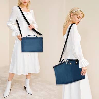 Crochet Yarn Knitting Bag, Yarn Holder Storage Organizer 13"inch Portable Breathable Travel Yarn Bag for Girls,Mother Gift for her(No Accessories Included), Blue - Image 3