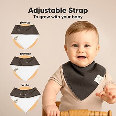 8-Pack Organic Baby Bandana Bibs for Boys, Girls - Super Absorbent Triangle Baby Bibs for Drooling and Teething Infant, 100% Cotton Extra Soft for Newborn, Infant 0-36 Months (Basics) - Image 3