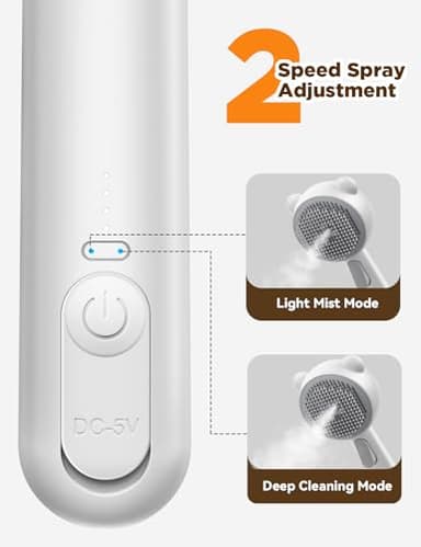 Cat Steam Brush, Brushes for Indoor Cats with Release Button, Dual Speed Spray USB Rechargeable Grooming Supplies, Cat Brush for Shedding Suitable for All Long-haired and Short-haired Pets - Image 5