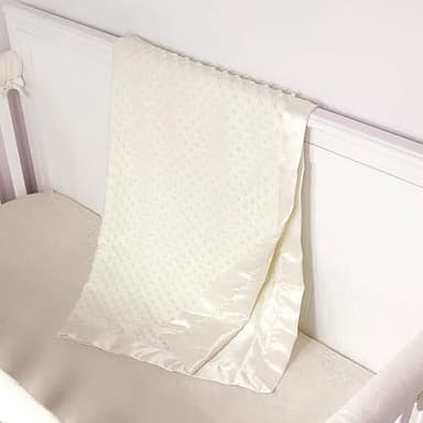 American Baby Company Heavenly Soft Chenille Receiving Blanket, 2-Layer Design with Minky Dot & Silky Satin, Cream, 30" x 40" for Boys and Girls - Image 4