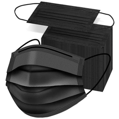 ZTANPS 50PCS Disposable Face Masks, Black Masks, 3 Layer Protection Black Disposable Face Masks - Image 1