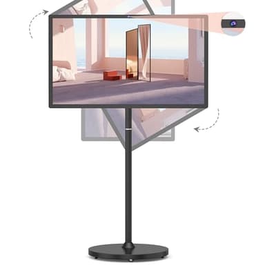32-Inch Portable Smart TV on Wheels with Touch Screen Monitor | 8G RAM +128G Storage | 8-core CPU Qualcomm | Built-in 6-8H Battery | 8MP Webcam | Android 13 OS | Full Swivel Rotation | Remote Control - Image 1