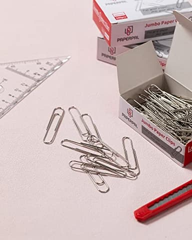 PAPERPAL Paperclips for Office School & Personal Use, Jumbo Smooth Paper Clip (2"), 1000 Large Paper Clips (10 Boxes of 100 Each), Silver - Image 5