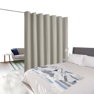 NICETOWN Privacy Room Divider Curtain Screen Partitions, Closet Door Curtain Vertical Blind for Sling Door, Blackout Window Privacy Blinds for Patio (Natural, Single Panel, 10ft Tall x 8.3ft Wide) - Image 2