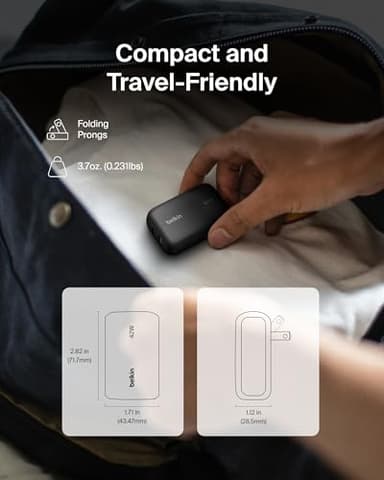 Belkin Dual Port Charger Block 42W, USB-C + USB-A Charger Super Fast Charging - Samsung Galaxy S25, Apple iPhone 17, Air, Pro, Pro Max, iPad, AirPods, Apple Watch, Nintendo Switch 2 & More - Black - Image 4