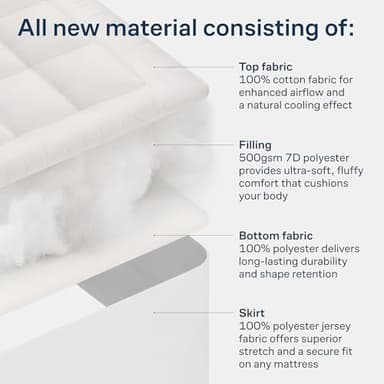 Cloud-Like Twin Mattress Topper - 100% Cotton Top Mattress Pad for Back Pain Relief - Breathable & Naturally Cooling for Hot Sleepers - Image 3