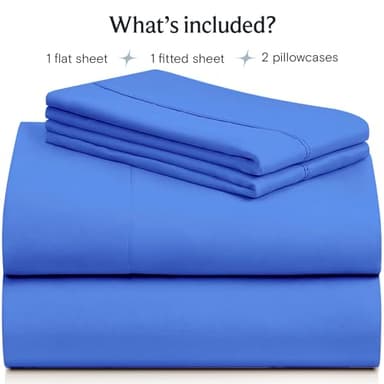 LuxClub 4 PC Sheet Set Bed Sheets Deep Pockets 16" Eco Friendly Wrinkle Free Cooling Machine Washable Hotel Bedding Silky Soft - Marine Blue King - Image 2