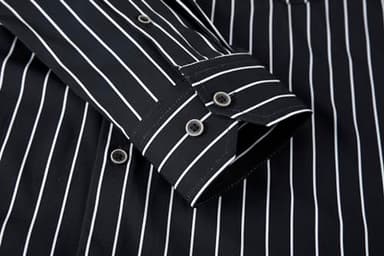 Alex Vando Mens Button Down Shirts Wrinkle Free 4-Way Stretch Print Business Casual Shirt,Black Stripe,L - Image 5