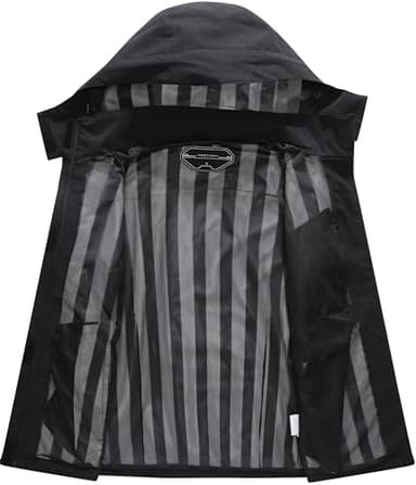 Women's Waterproof Raincoat Lightweight Rain Jacket Detachable Hood Travel Outdoor Black M - Image 3