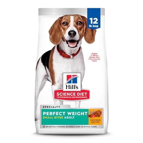 Hill's Science Diet Perfect Weight, Adult 1-6, Weight Management Support, Small Kibble, Dry Dog Food, Chicken Recipe, 12 lb Bag - Image 1