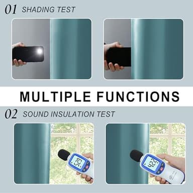 XWZO 100% Blackout Curtains - Thermal Insulated Black Liner Curtains, Noise Reducing and Heat Blocking Drapes for Hall and Studio Windows with Tiebacks, Stone Blue, W52 x L72, Set of 2 - Image 4