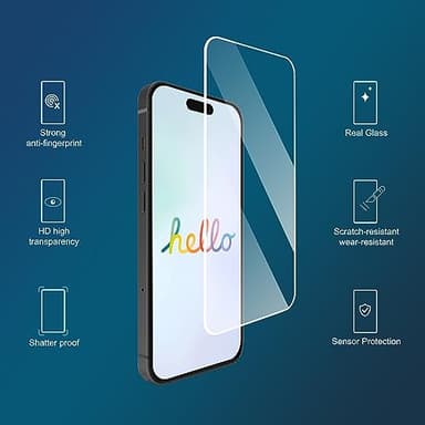 Ailun Screen Protector for iPhone 16 / iPhone 15 / iPhone 15 Pro [6.1 Inch] Display 3 Pack Tempered Glass, Dynamic Island Compatible, Case Friendly [Not for iPhone 16 Pro 6.3 Inch]. - Image 2