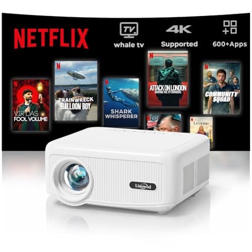 Projector with WiFi and Bluetooth [for Netflix & 600+ Native Apps & 800 ANSI] Outdoor-Projector: Electric Focus & 4P Keystone, Lisowod L02 1080P Portable-Mini-Movie-Projector with Whale TV - Image 1