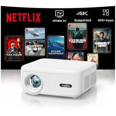 Projector with WiFi and Bluetooth [for Netflix & 600+ Native Apps & 800 ANSI] Outdoor-Projector: Electric Focus & 4P Keystone, Lisowod L02 1080P Portable-Mini-Movie-Projector with Whale TV - Image 1