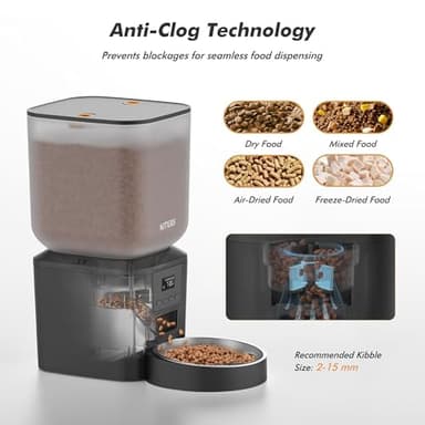 Automatic Dog Feeder - 8L/34 Cups Large Capacity Automatic Cat Food Dispenser with LCD Screen, Large Food Tray, Battery Operated, Timed Cat Feeder, Up to 50 Portions 6 Meals Per Day, Keeps Fresh - Image 4
