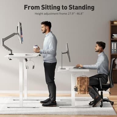 VVENACE 48 x 24 Inch Electric Standing Desk Adjustable Height,Sit Stand Up Desk with Wheels,Home Office,Rising Desk,Computer Workstation, Gaming Work (Spliced Desktop,White) - Image 4