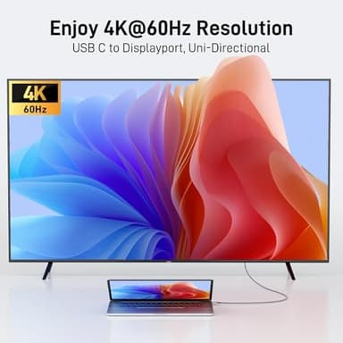 acer USB C to DisplayPort Cable 6.6 FT (4K@60HZ 2K@165Hz), Type-C to DisplayPort Cord (Sturdy Aluminum, Plug & Play) Thunderbolt 3/4/5 Compatible with MacBook Pro/Air, iPhone 16 Pro/Max, XPS, Surface - Image 4