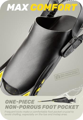 CAPAS Snorkel Fins, Swim Fins Travel Size Short Adjustable for Snorkeling Diving Adult Men Women Kids Open Heel Swimming Flippers (Yellow, L/XL (US Men 9-13 / Women 10-14)) - Image 5