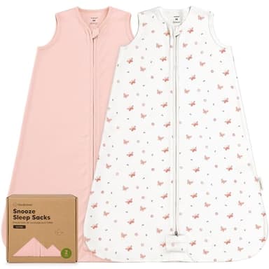 2-Pack Baby Sleep Sacks, Zipper Wearable Blanket - 0.5TOG Organic Cotton,Lightweight,Soft Cozy Toddler Sleeping Sack 6-12 months,Easy to Wear Large Newborn Transition Swaddles Sleepsacks (Butterflies) - Image 1