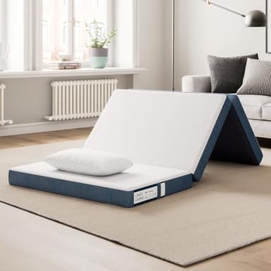 LINSY LIVING Single Folding Mattress, 4 Inch Tencel Trifold Mattress with Washable Cover, Memory Foam Floor Mattess, Foldable, Portable, Easy Storage Sofa Bed, Single Size, 74" * 25" - Image 1