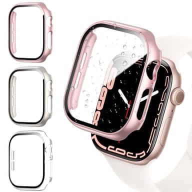 3 Pack Case with Tempered Glass Screen Protector for Apple Watch SE(3nd) 2025 SE 2/1 Series 6/5/4 40mm, Hard PC Ultra-Thin Cover for iwatch SE 3/SE 2/SE/6/5/4 40mm, Starlight/Clear/Rose Gold - Image 1