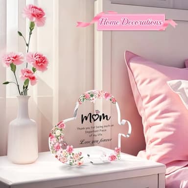 Zdovivot Mom Birthday Gifts Acrylic Puzzle Keepsake 3.93 x 4.6 In Mothers Day Gifts for Mom from Daughter Son Heart Shaped Home Decorative Signs - Image 6